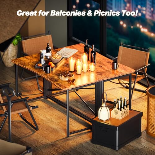 Huuger Folding Desk for Small Spaces, 47.2 Inch Foldable Computer Table - color: Rustic Brown, size: 18.9"D x 47.2"W