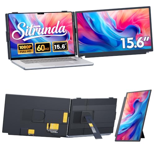15.6" Laptop Screen Extender, 1080P FHD Detachable Portable Monitor for Laptop with Independent Stand, Vertical Travel Monitor Extender for Mac/Windows/Android/Game Console