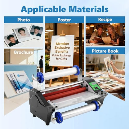 MXBAOHENG 13.78 Inch Hot Cold Roll Laminator, Digital Temperature Display