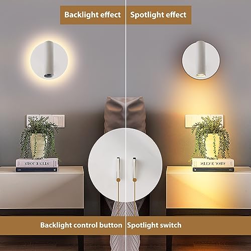 ZEROUNO Bedroom Wall Lamp with Switch Reading Light Hardwired Sconces Which Angle Adjustable for Bed-Side Interior Design (White) - color: White