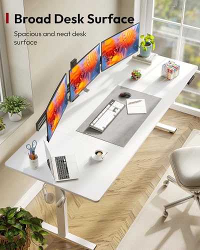 SANODESK 79''x32'' Large Electric Computer Height Adjustable Standing Desk - color: White Frame+white Top, size: 79x32"