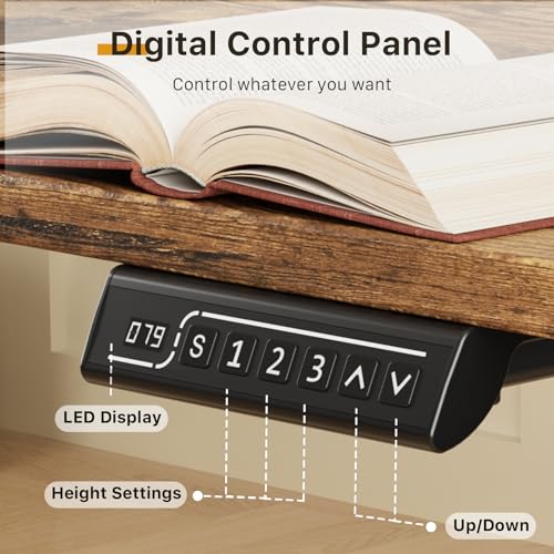 JOY worker Small Electric Computer Desk, 40" Whole Piece Height Adjustable - color: Rustic Brown, size: 40" * 20"