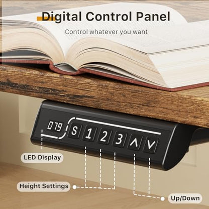JOY worker Small Electric Computer Desk, 40" Whole Piece Height Adjustable - color: Rustic Brown, size: 40" * 20"