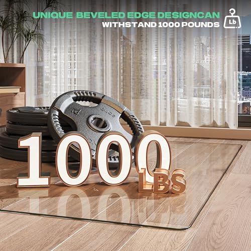 Tempered Glass Office Chair Mat, 50" x 44" Transparent Chair Mat, Heavy Duty 1,000lb, Round Corner Polished Edge, Glides Smoothly, Easy Clean, Protector Mats for Home Hardwood Floors Carpet - size: 50" x 44"