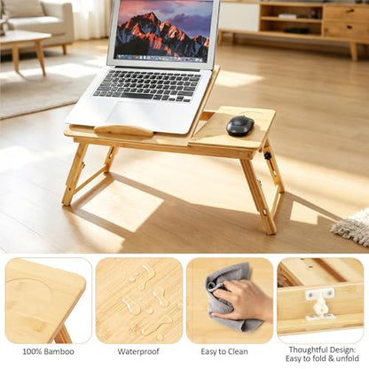 Laptop Desk for Bed, Foldable Bed Tray, Adjustable Angle & Height