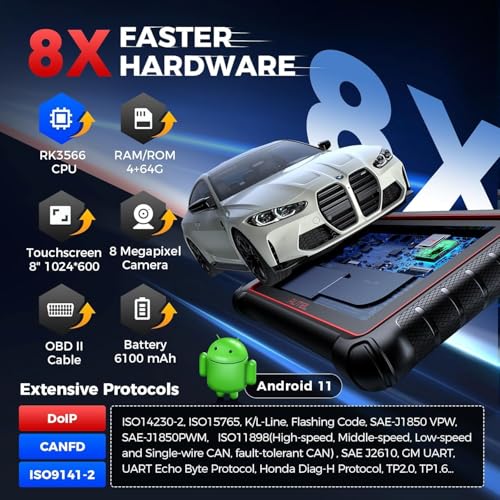 Autel Scanner MaxiCOM MK900: 3000+ Active Tests 40+ Service as MK900-BT | 8 in Up of MK808S MK808BT Pro MX808S, 2026 Bidirectional Diagnostic Tool as MX900 MK900BT, All System, CAN-FD&DOIP, FCA SGW