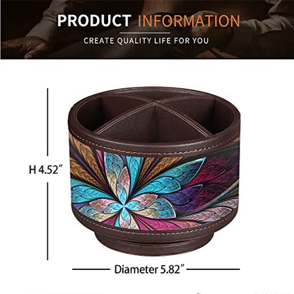 BIBELUN TV Remote Control Holder 360 Swivel Pen Holder Art Supply Organizer - color: Fractal Flower