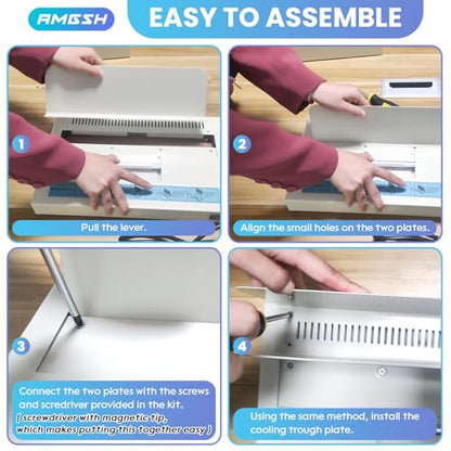 110V Thermal Binding Machine, 1-50mm Binding Thickness, A4 Maximum Binding Length, 500 Sheets Capacity with 20pcs 1/2" (12mm) Glue Strips with mesh Backing for Thermal Book Binder