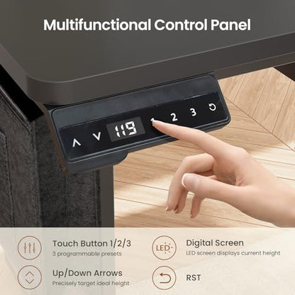 SEDETA L Shaped Electric Standing Desk with File Cabinet, 63 x 53'' Height Adjustable Home Office Computer Desk with Drawers, Power Outlet, Stand up Gaming Table with Led Lights, Keyboard Tray, Black - color: Black, size: 63 x 53'' L Shaped Standing Desk
