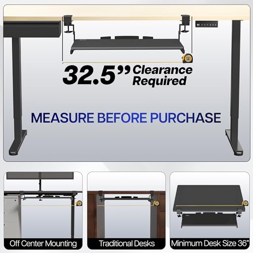 VIVO Black Clamp-on 27 x 11 in Adjustable Keyboard Tray, MOUNT-KB05HB - color: Black, size: 27" fixed width