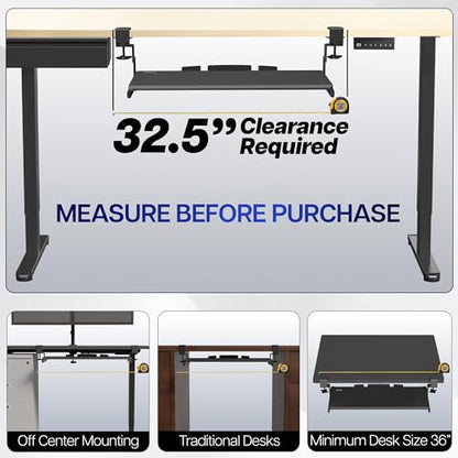 VIVO Black Clamp-on 27 x 11 in Adjustable Keyboard Tray, MOUNT-KB05HB - color: Black, size: 27" fixed width