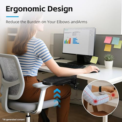 CABTE Ergonomics Desk Extender Tray, Table Mount Arm Wrist Rest Shelf, 90° Foldable Elbow Arm Support,Foldable, 180° Swivel, Computer Desk Extender Tray for Home and Office (Folding and Rotating) | 90° Foldable Elbow Arm Support,Foldable, 180° Swivel, Com