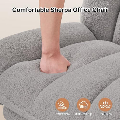 Cross Legged Chair with Foot Rest, Thick Cushioned Criss Cross Chair with Wheels, Armless Wide Seat Reclining Desk Chair, Height Adjustable Cross Legged Office Chair for Home Office, Grey - color: Grey
