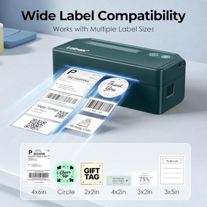 Labeer Bluetooth Thermal Shipping Label Printer, Wireless 4x6 Printer Green - color: Green