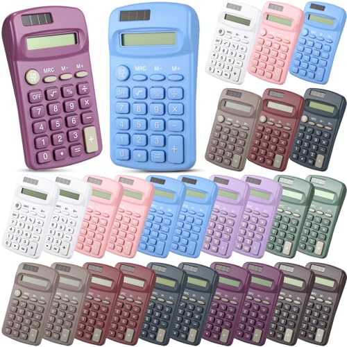 30 Pack Pocket Calculator Small Battery Powered Bulk Mini Size 4 Function Hand Held Basic Calculator for Students Kids School Home Office(Multicolor) - color: Multicolor