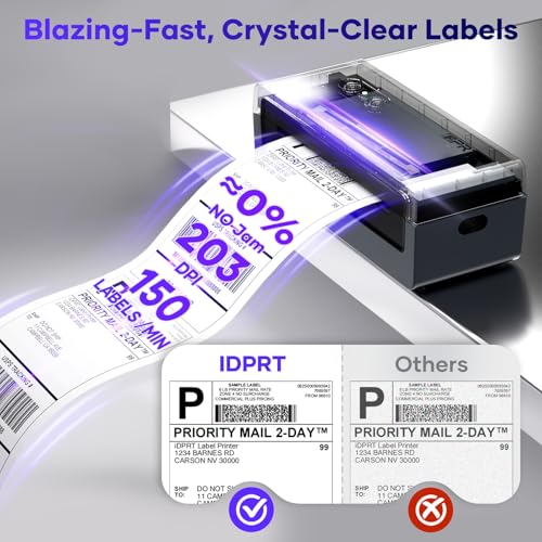 iDPRT Thermal Label Printer, Bluetooth 4x6 Shipping Label Printer - color: Black-Mini