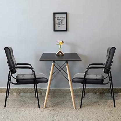 JupiterForce Waiting Room Chairs, Leather Office Reception Guest Chair No Wheels with Padded Arms Rest for Home Conference Lobby Area Meeting Church Clinic, Set of 2, Black