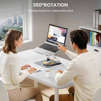 360°Rotating Laptop Stand with RGB Lights, Fits 10-16"Laptops MacBooks | 7-Level RGB Lights, Adjustable Multi-Angle Ergonomic Aluminum Laptop Stand, Foldable & Portable for Home & Office - color: RGB-Grey