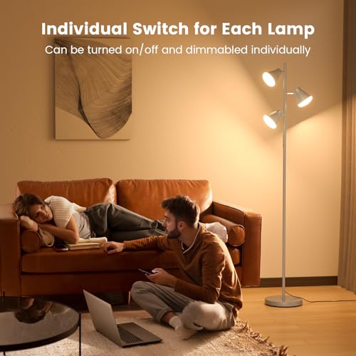 SIBRILLE 36W LED Tree Floor Lamp with Remote for Living Room Bedroom - color: Silver Gray