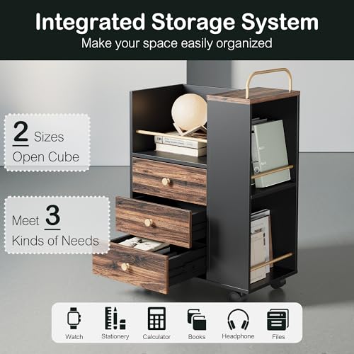 ModernMate 20" Mobile File Cabinet with 3 Drawers & Lockable Wheels