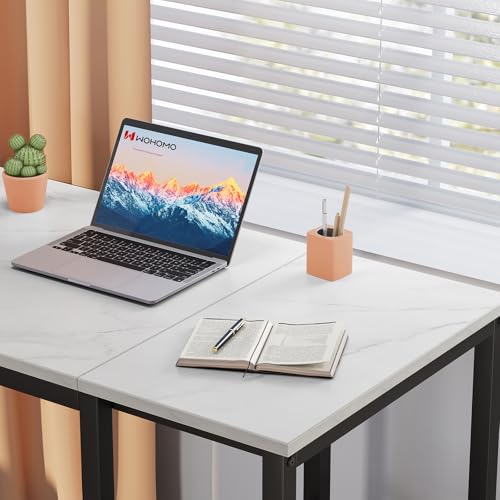 SINPAID 40" Small Computer Desk with Shelves for Home Office,White Marble - color: White Marble, size: 40 IN