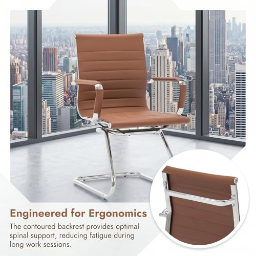HNY 6-Pack PU Leather Office Guest Chairs - color: Coffee, size: 6 PCS