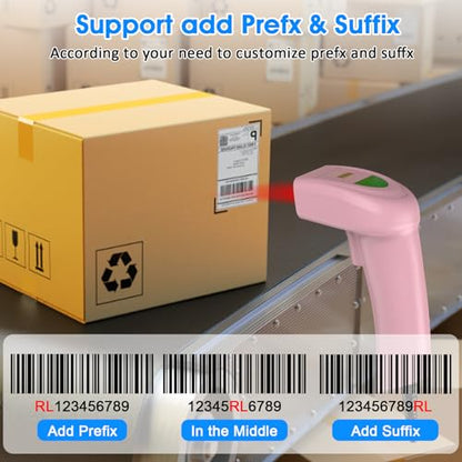 2D USB Barcode Scanner Handheld Wired Automatic QR Code Scanner Barcode PDF417 Data Matrix Bar Code Scanner with Long USB Cable for Warehouse, Library, Supermarket, POS - color: 2D QR Pink