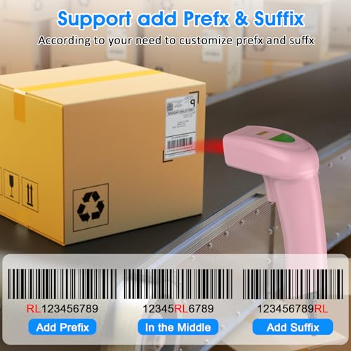 2D USB Barcode Scanner Handheld Wired Automatic QR Code Scanner Barcode PDF417 Data Matrix Bar Code Scanner with Long USB Cable for Warehouse, Library, Supermarket, POS - color: 2D QR Pink