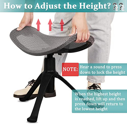 Lilithye Footrest for Desk Adjustable Height 2-in-1 Function Rotatable Ergonomic Under Desk Footrest Ottoman Stool Rolling Leg Rest for Home Office (Gray) - color: 1-gray