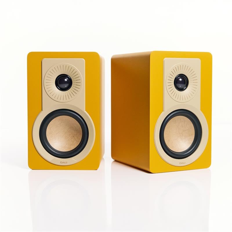 DALI KUPID Premium Compact Passive Hi-Fi Bookshelf Speakers, 2-Way Design with 4.5" Woofer & 1" Tweeter, Includes Wall Mount (Pair) (Golden Yellow) - color: Golden Yellow