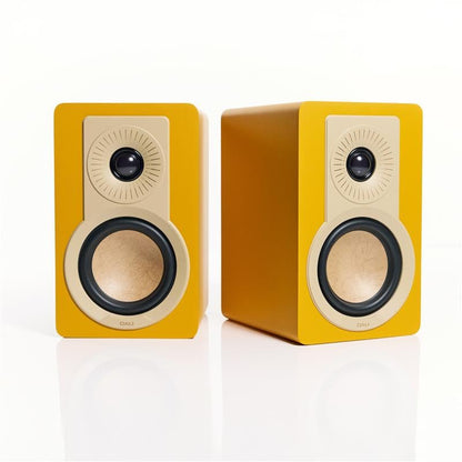 DALI KUPID Premium Compact Passive Hi-Fi Bookshelf Speakers, 2-Way Design with 4.5" Woofer & 1" Tweeter, Includes Wall Mount (Pair) (Golden Yellow) - color: Golden Yellow
