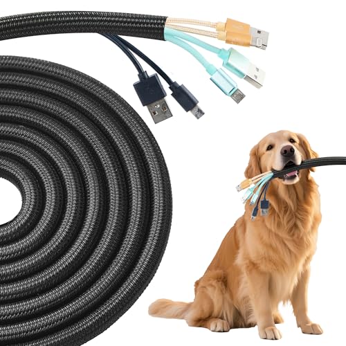 Split Wire Loom 1/2 Inch 25ft, Braided Cable Sleeve for Cable Management, Cord Protector for Pets, TV, Desk & Automotive, Black - color: Black, size: 1/2"-25ft