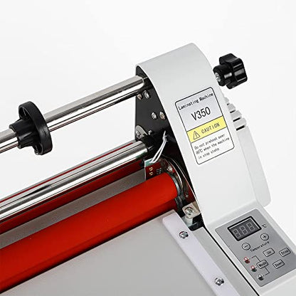 TFCFL V350 Hot Cold Roll Laminator, 13.6" Electronic Laminating Machine Single & Dual Sided 350mm Laminator for School Office, Digital Display Temperature Control with 4 Rollers