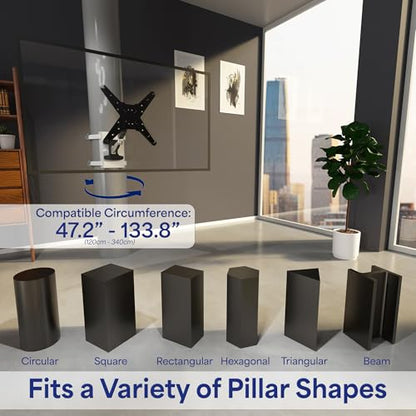 VIVO Exposed Column 40 to 70 inch TV Pneumatic Arm Pillar Mount for LED LCD Plasma Screens, Silver, Mount-TVCL1 - size: 40-70" screens, style: Pillar Mount