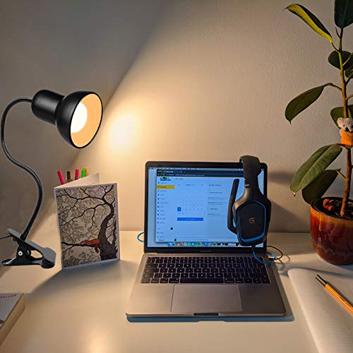 Desk Lamp, 360 Rotation Clip On Reading Light - Gooseneck Lamp with Cable, Portable Clamp Light for Bedroom, Office, Home Lighting