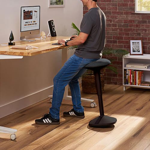 UPLIFT DESK Engage Stool – Active Stool with 360 Motion, Adjustable Height Standing Desk Stool from 21.8’’-31.4’’, Ergonomic Anti-Slip Office Chair Alternative (Graphite)