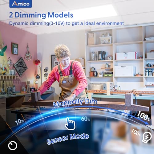 Amico 4Pack 2x4 LED Flat Panel Light with Motion Sensor and Remote Control
