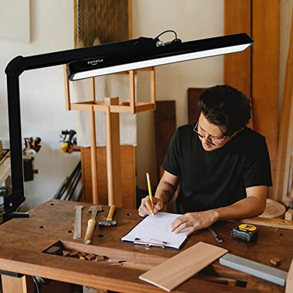 LED Architect Desk Lamp with Clamp, 30W 2500LM, Black 30CCT | 324 LEDs deliver flicker-free lighting with 5 color modes, 5 brightness levels, and reinforced dual metal arms - color: Black
