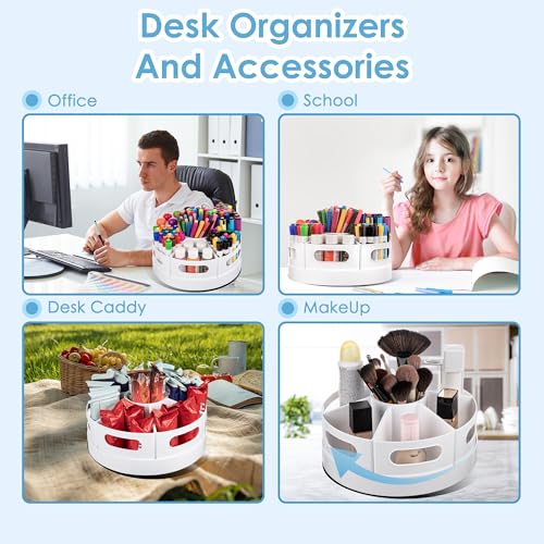 CraftGenes Rotating Art Supply Organizer, 7 Removable Compartments, White - color: White