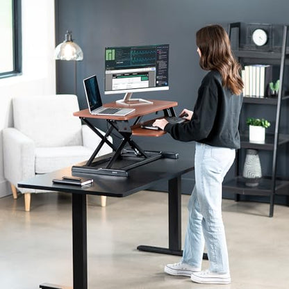 VIVO Dark Walnut 32 in Standing Desk Converter, DESK-V000KA - color: Dark Walnut, size: 32"