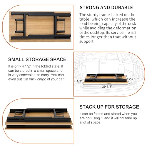 Need Office Computer Desk 39.3 Inch Sturdy Folding Laptop Table Teak | Black Frame Writing Gaming Work Table/Foldable Home Office Desk/Sewing Table, No Assembly Required - color: Teak & Black Frame, size: 39inch