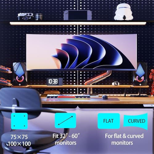NB Gaming Monitor Arm or for 32 to 60 Inches Screen, Load up to 20 kg, VESA 75/100, RGB-Light, Heavy Duty, Multi Angle Adjustable, Premium Aluminum, Red - color: Red