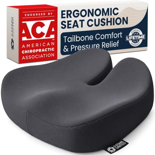 5 STARS UNITED Seat Cushion - Memory Foam Chair Pad for Tailbone Pain Relief - Ergonomic Support for Coccyx, Sciatica & Butt - Office, Desk & Gaming Chair, Car Seat, Wheelchair, Dark Gray Mesh - color: Dark Gray, size: XX-Large