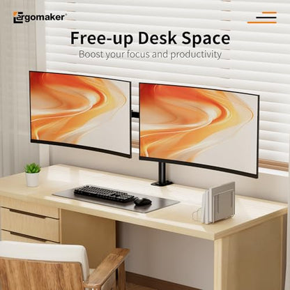 Dual Monitor Mount, Height Adjustable Swivel for 13-27" Screens | Monitor Stand with Steel Frame Supports Up To 22 Lbs; Includes C-Clamp Mount and Adjustable Tilt/Rotation For Optimal Viewing - size: Dual Up to 27"