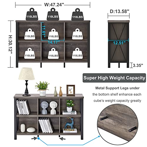 FATORRI 6 Cube Storage Organizer, 47" Horizontal Bookshelf, Walnut Brown - color: Walnut Brown, size: Without Drawer
