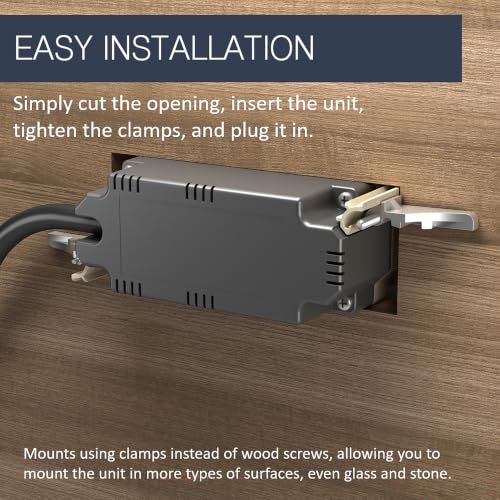 Legrand radiant Recessed Furniture Power Strip 2 Outlet White 6 Ft Cord | Wiremold Commercial Rated, Utlra Durable, Child Safe Tamper Resistant, Easy Installation, Screwless Bezel, Low Profile
