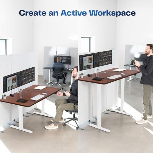 VIVO Dark Walnut 60 x 30 in Standing Desk, DESK-KIT-0W6D - color: Dark Walnut Top / White Frame, size: 60 x 30 inch