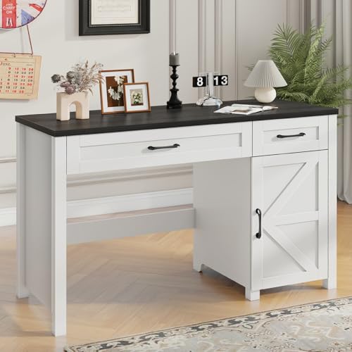 Vabches Farmhouse 47" Executive Desk with Drawers, Black - color: Black, size: 47"W