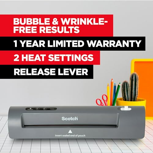 Scotch Thermal Laminator (TL901X) and 50 Scotch Dry Erase Thermal Laminating Pouches | Letter Size | Clear Professional Finish