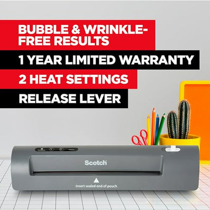 Scotch Thermal Laminator (TL901X) and 50 Scotch Dry Erase Thermal Laminating Pouches | Letter Size | Clear Professional Finish